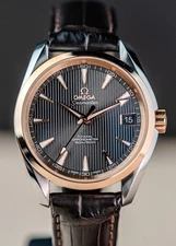 Omega Aqua Terra 38.5mm Gold Bezel 231.23.39.21.06.001 Full Set Very Good Cond!