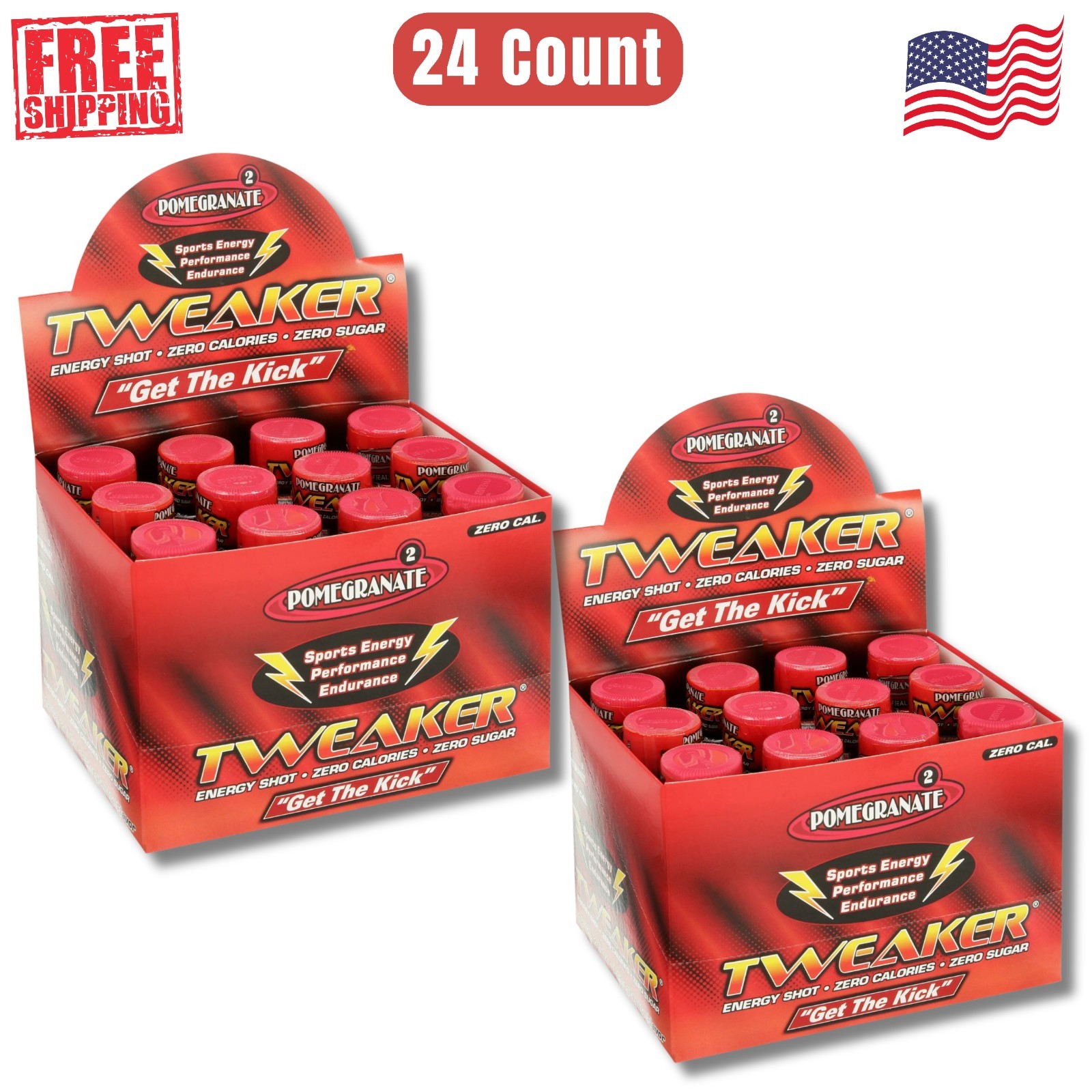Tweaker Energy Shot, Pomegranate, 2 fl oz, 24 Count - FREE S