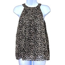 Velvet Graham Spencer Leopard Metallic Halter Top Small Y2K Glam Party Going Out