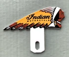 VINTAGE 6x4.5" INDIAN MOTORCYCLES OIL GASOLINE PUMP PORCELAIN GAS TOPPER SIGN