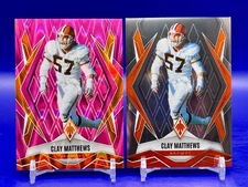 2025 Panini Phoenix Clay Matthews #149 Pink Seismic /75 + Base Cleveland Browns