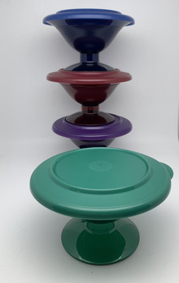 Tupperware Set of 4 Simple Elegance Jewel Toned Dessert Cups W/lids 2854A 2409A
