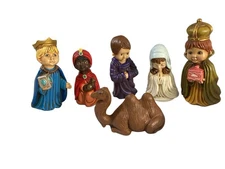 Vintage Arnel’s 1975 Ceramic Nativity 6 Piece Hand Painted Christmas Decoration