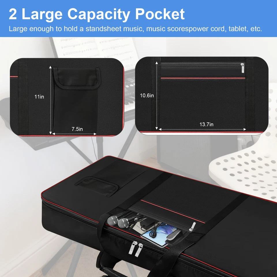 88-клавишный мягкий чехол для электрической клавиатуры водонепроницаемый чехол для гитары с 2 карманами сумка для клавиатуры - Изображение 4 из 4