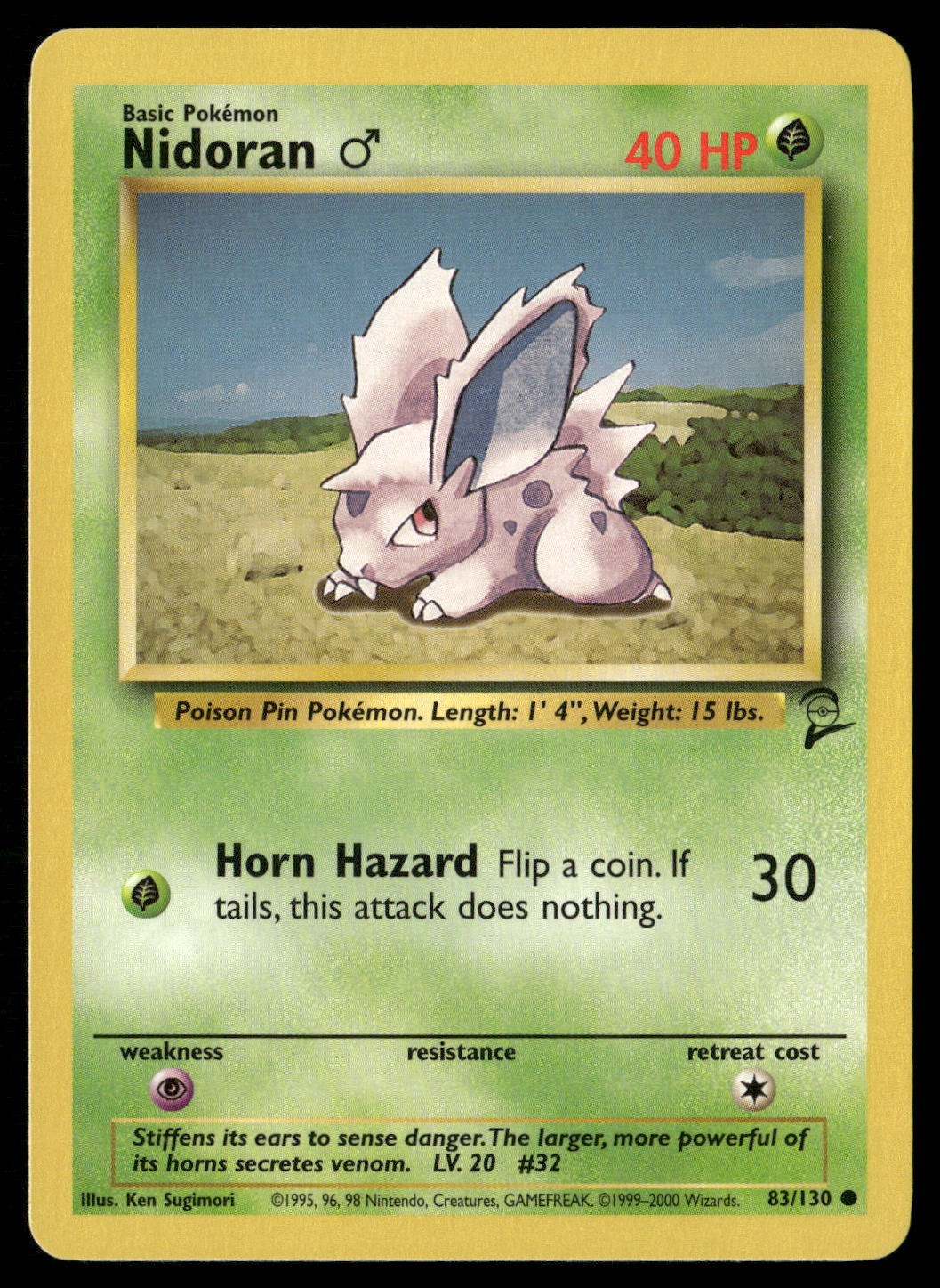 Nidoran M 83/130 Common Base Set 2 Pokemon Lightly Played