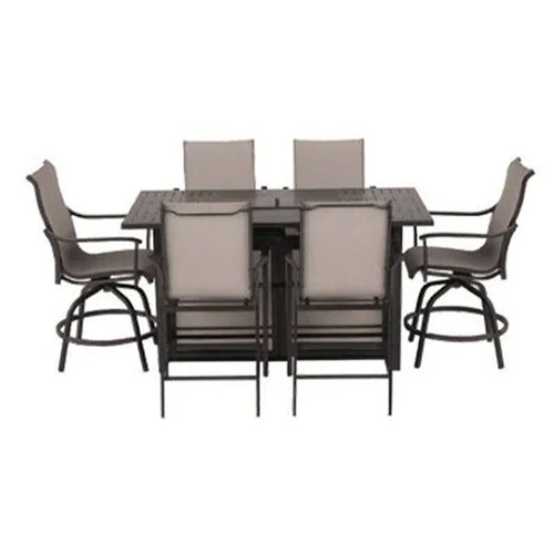 Four Seasons Courtyard Manhattan 6 Piece Patio Dining Furniture, Gray (Used)