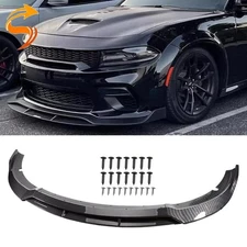 Carbon Fiber Style Front Bumper Lip Splitter Spoiler Fit 15-23 Dodge Charger SRT