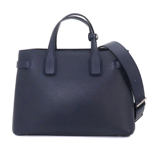 BURBERRY Hand Shoulder Bag Leather Navy Logos 90323897