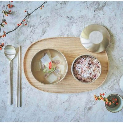 Korean Traditional Handmade Luxury Bangjja Yugi 6p 1-Person Tableware Set