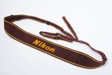 Nikon Camera Neck Strap Brown Embroidered Logo Genuine Vintage Used / Very Good