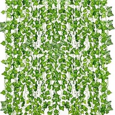 12 Pack 84 Feet Fake Ivy Leaves Vines Artificial Garland Greenery Hanging Plants