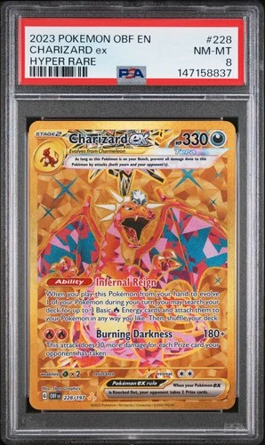 2023 POKEMON OBF EN-OBSIDIAN FLAMES HYPER RARE #228 CHARIZARD EX PSA 8