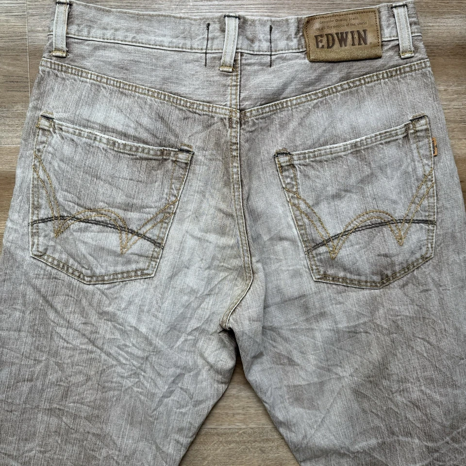 Edwin Selvedge Jeans Men 34x33 Brown Straight Leg 505V Redline Japan Inseam Alt. - Image 4 of 4