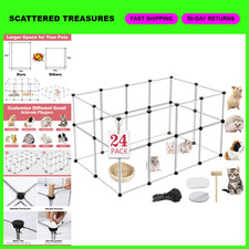 24 Panels Pet Playpen for Small Animals, 48"x24"x28" Clear Indoor Outdoor Enclos