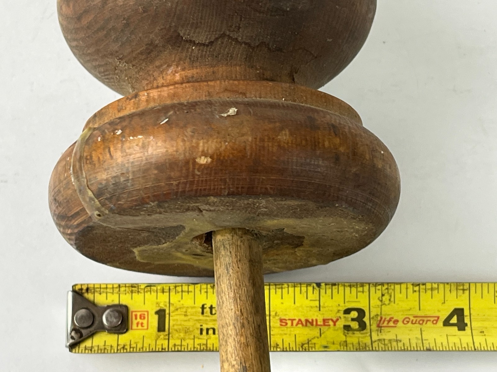 Vintage Lg WoodFinial topper Round Bed Post cabinet Dresser 6"