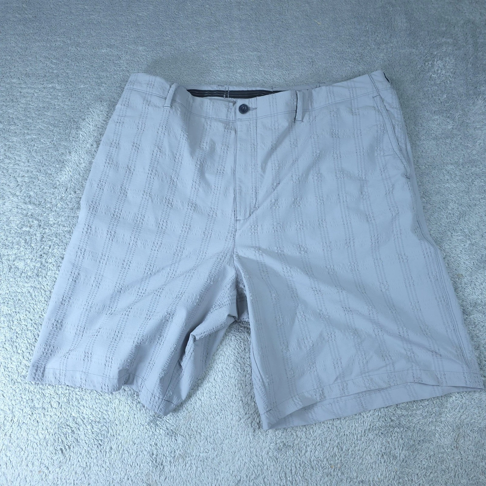 Tommy Bahama Shorts Mens 42 Gray Plaid Chino Stretch 10 Inseam Casual Summer