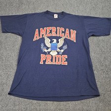 Vintage 90s American Pride Eagle Graphic TShirt Mens XL Blue Made in USA Jerzees