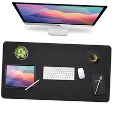 Leather Desk Mat Large Desk Protector Mat, PU Leather Desk 36" x 20" Black