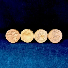 Vintage Lot of 4 Fox Run Craftsmen Christmas Cookie Stamps Terra Cotta Cupid Cat