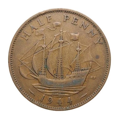 Photo of a 1944 George VI Half Penny from an eBay listing that sold on Jul 1, 2026