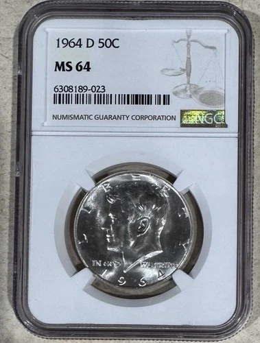 1964-D Kennedy Silver Half Dollar 50c NGC MS64!