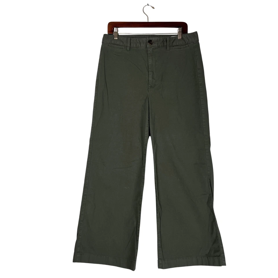 Pantalones chinos GAP tiro alto zancada para mujer talla 14 verde oliva pierna ancha Foto 3 de 4