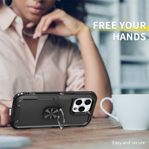 For iPhone 16 15 Pro Max 14 13 12 11 Heavy Duty Ring Stand Shockproof Case Cover - Picture 55 of 75