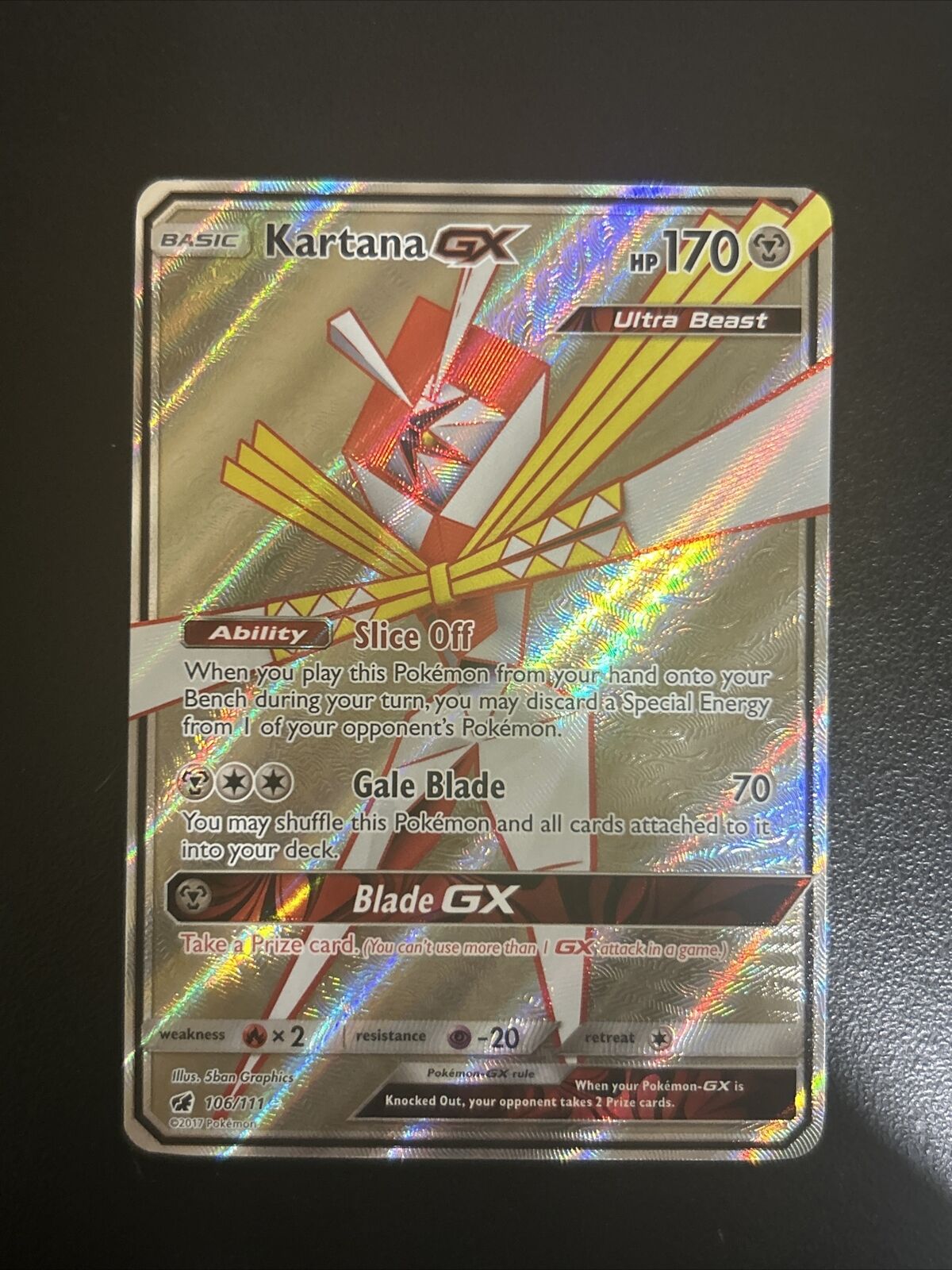 POKEMON CARD - KARTANA GX FULL ART 106/111- CRIMSON INVASION NM