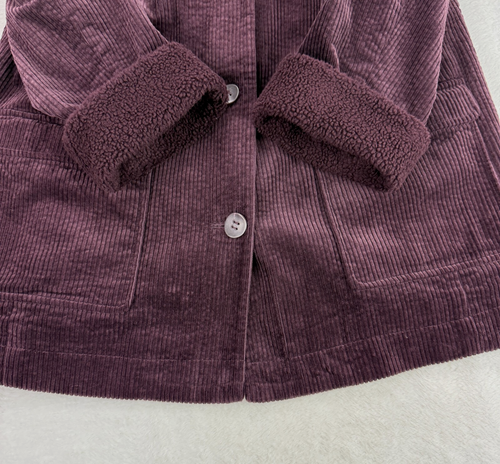 J.Jill Womens Purple Heritage Tumbled Cord Coat Barn Chore Sz L Corduroy Hooded - Picture 6 of 20