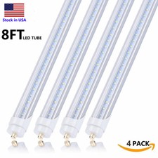 4PACK FA8 Single Pin T8 8ft Led Tube Light Bulb 45W 6000K Clear Lens Shop Light