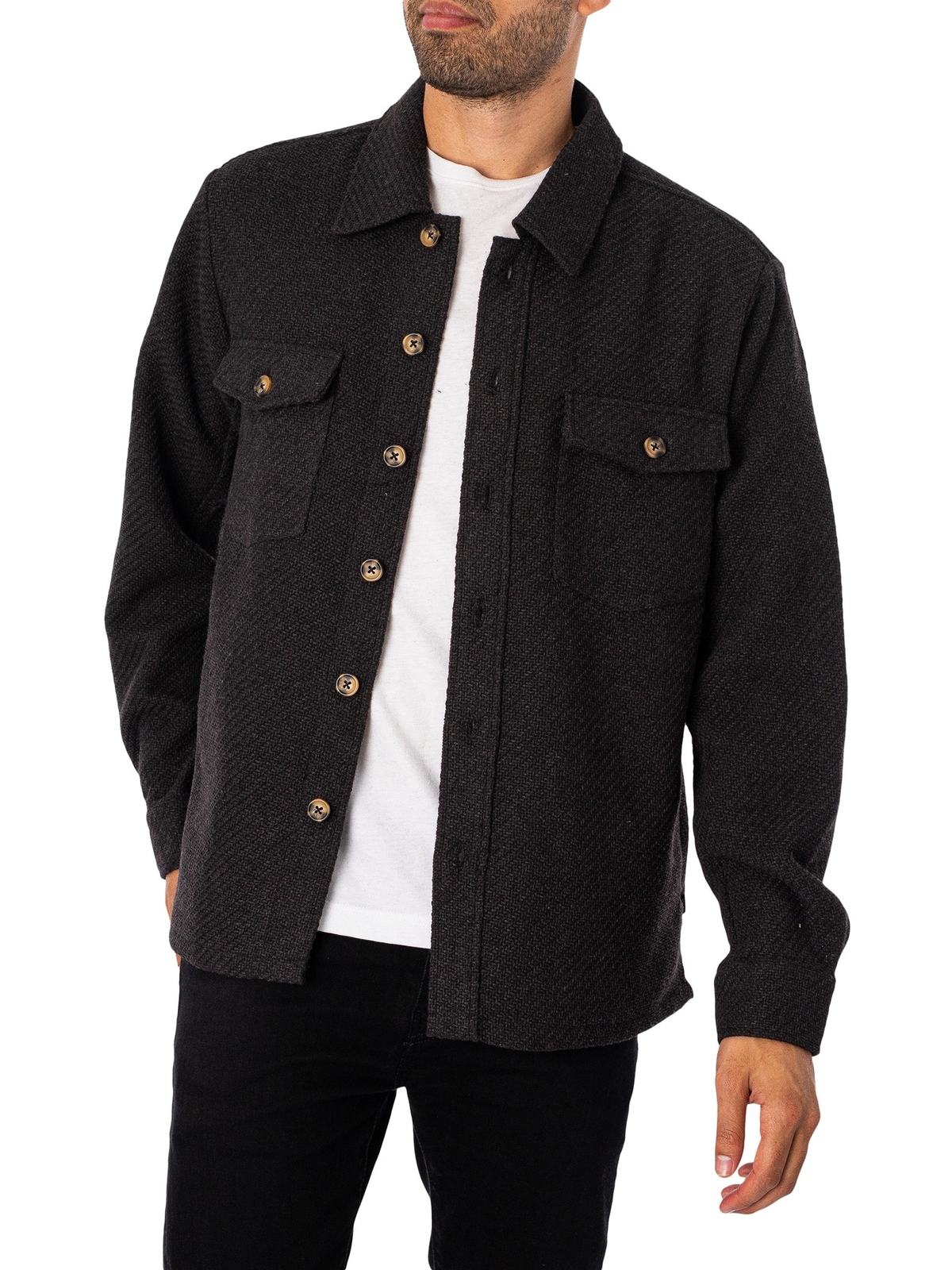 Однотонная мужская верхняя рубашка Minnu черная 4890₽