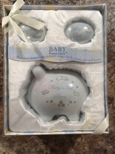 Baby Boy First Piggy Bank, Tooth And Curl Holder Baby Essentials Keepsake