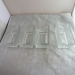 Clear Glass Sugar Sweetener Packet Holder Rectangle Ribbed Set Of 4 Vintage