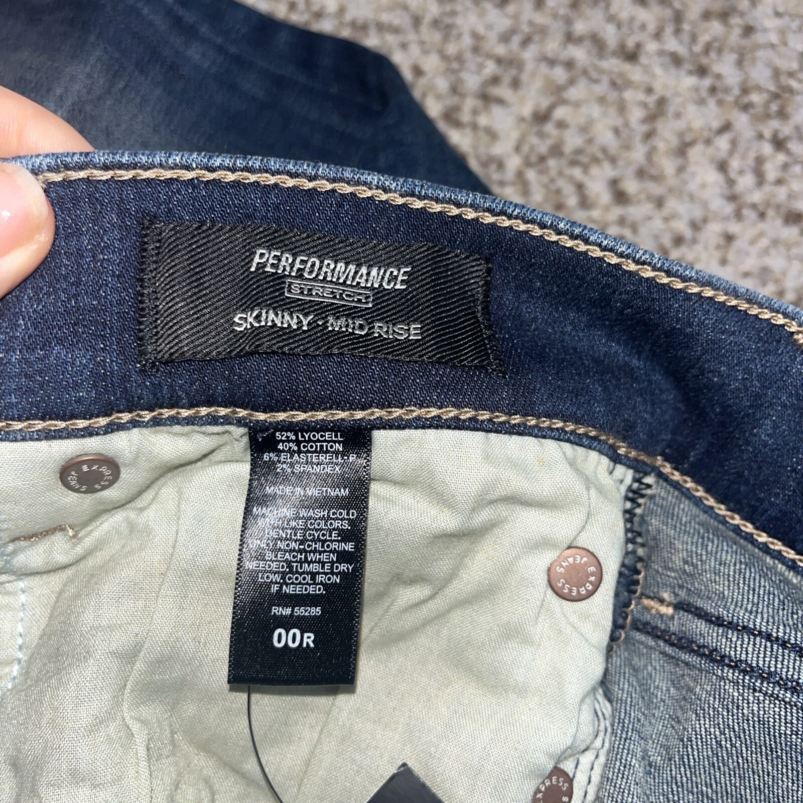 Express Jeans Performance Stretch Skinny Mid Rise 00R (26x33) NEW - View 7