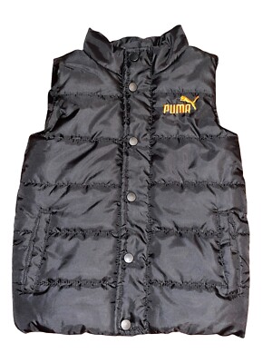 Boys Puma Puffer Vest Size 5 Color Black With Orange Accents