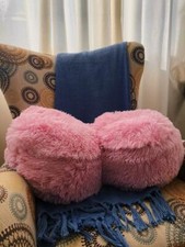 EHP 2 Piece Soft Faux Fur Throw Pillow, 12" Diameter Decorative Pillow