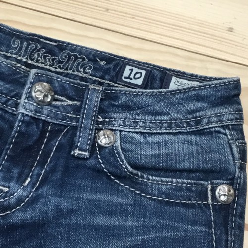 Miss Me Denim Capri Pants Girl's Size 10 Fleur De Lis JK6073P Embellished - Picture 10 of 11