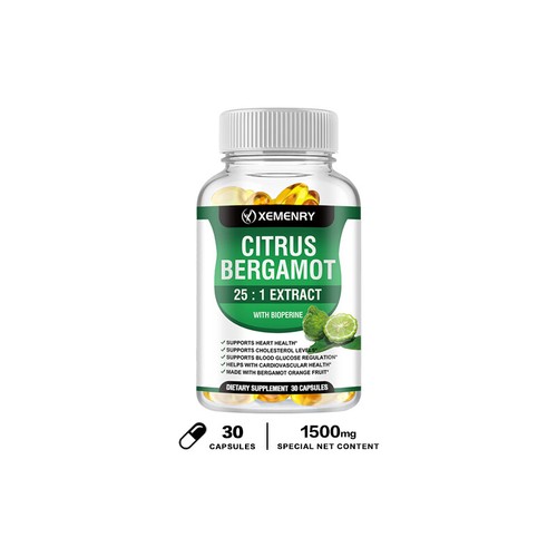 Cápsulas de bergamota cítrica 1500 mg - extracto 25:1, suplementos orgánicos de colesterol - Imagen 8 de 10