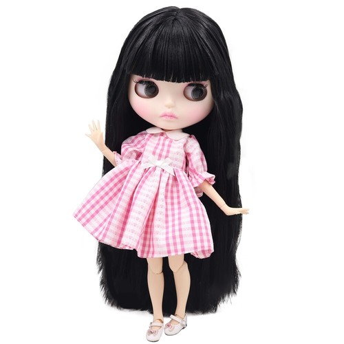 Muñeca Blythe "12 Cabello Negro Liso Cara Mate Desnudo Cuerpo Articulado Piel Blanca Regalo - Imagen 4 de 22