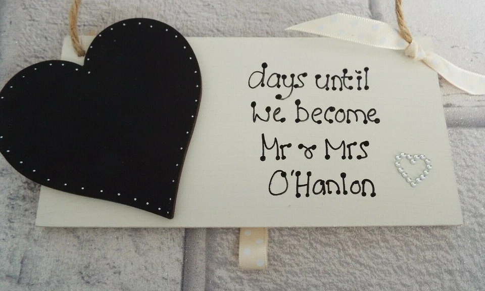 Personalised *countdown to wedding* chalkboard sign engagement gift Mr & Mrs - Image 3 of 4