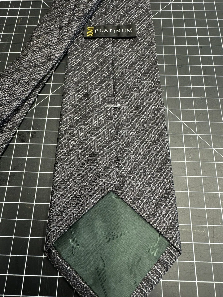 XMI Silk Tie. Black with White Stripes. 59” x 4” - Image 4 of 4