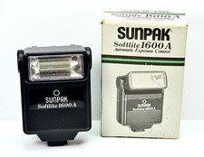 FLASH DE CONTRÔLE D'EXPOSITION AUTOMATIQUE SUNPAK SOFTLITE 1600A COMME NEUF EN BOÎTE 📌 FONCTIONNE 📌