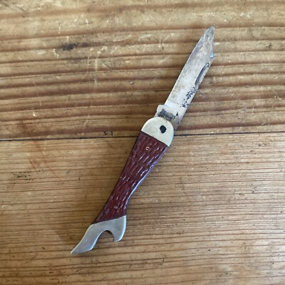 Vintage Remington Leg Form Single Blade Pocket Knife Bottle Opener