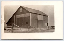RPPC Closeup of Nice Fence & Saltbox Barn~Dutch Doors~Window Open~c1910 RPPC PC