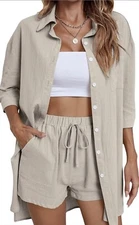Women Jacket And Shorts Combo Light Brown