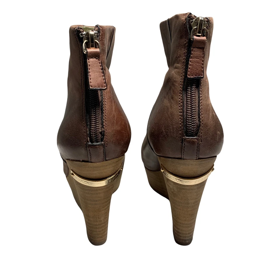 Elaine Turner Womens Skylar Wedge Bootie Brown Zip Up Back Platform Size 8.5 - Image 4 of 4