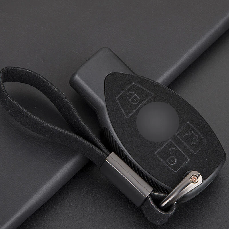 Funda con llavero inteligente de cuero gamuza para automóvil para Mercedes-Benz Clase A B C Foto 4 de 4