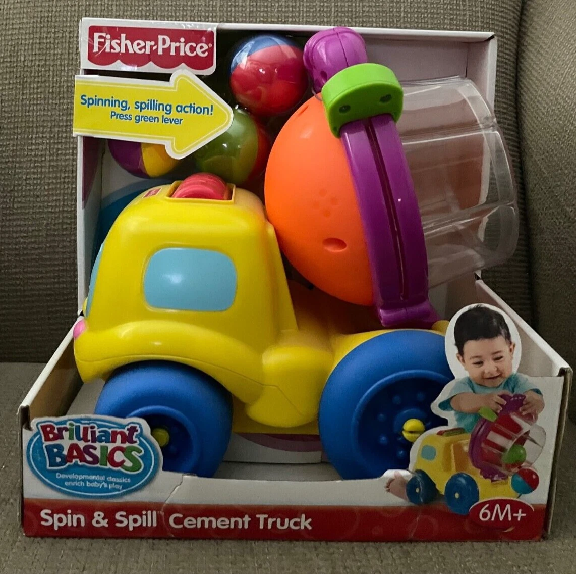 FISHER PRICE BRILLIANT BASICS SPIN SPILL CEMENT TRUCK NEW eBay