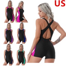Womens One Piece Swimsuit Retro Halter Sport Swimming Costume Modest Swimwear