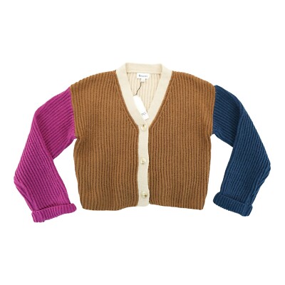 NWT & Merci Cable Knit  Buttons Cardigan Sweater Women s Size L Colorblock